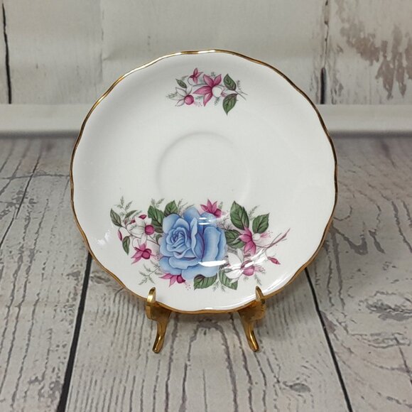 Royal Vale Bone China England Blue Rose Floral Tea Cup & Saucer Set 7871 - Picture 12 of 16